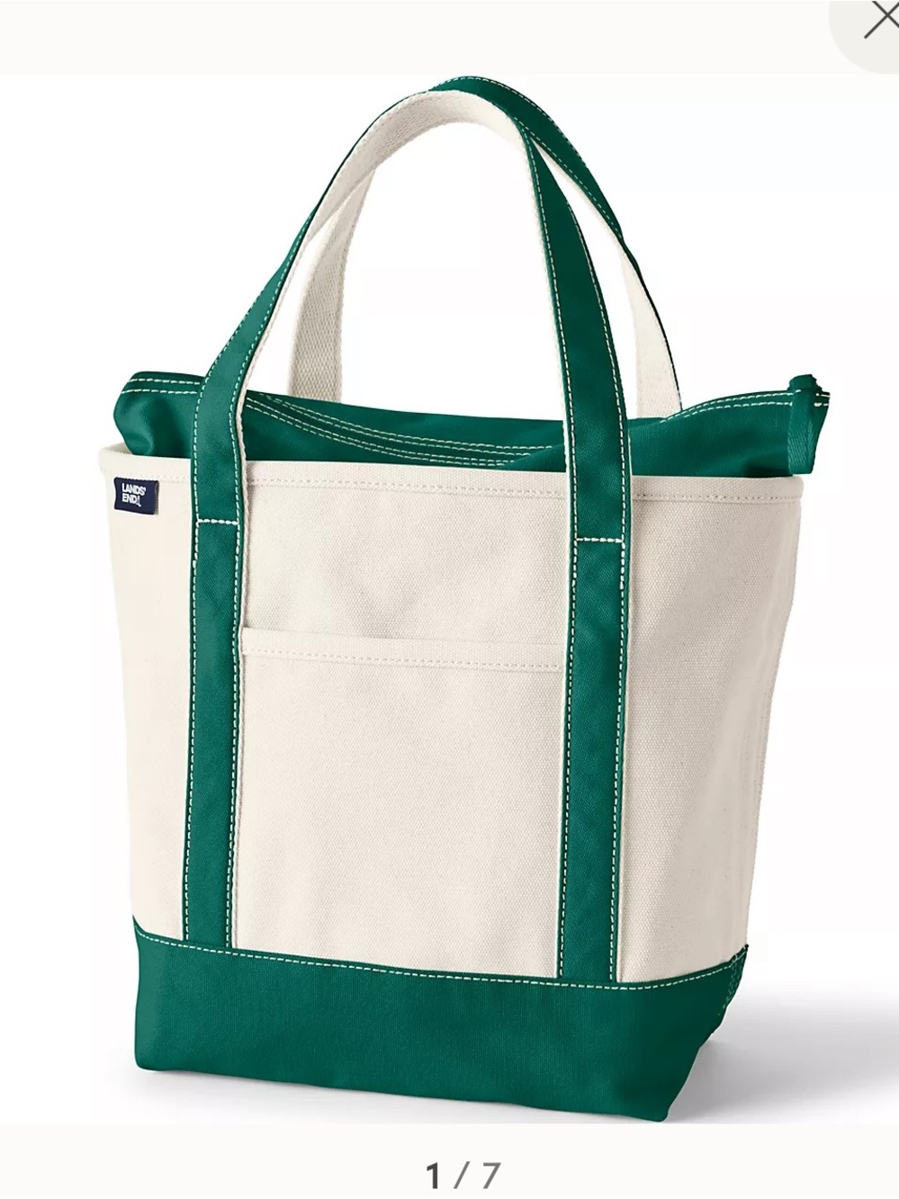 Lands end medium zip top tote - bright spruce *NWT*